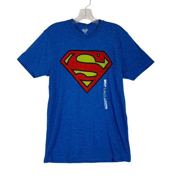 Superman Blue Crew Neck TShirt Mens Size S DC Comics Graphic Tee Dad Gift New - Picture 1 of 6